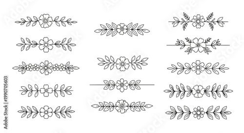 Decorative floral elements in various designs and styles.