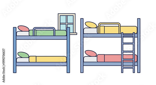 Bunk Beds with Colorful Pillows.
