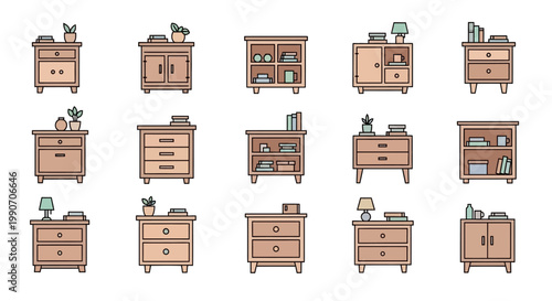 Collection of various wooden dressers.