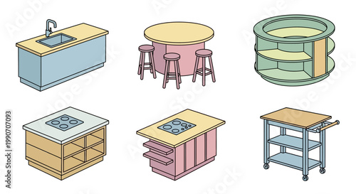 Kitchen furniture and appliances collection.