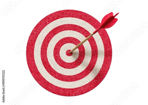 Red and white circular target with an arrow hitting the bullseye