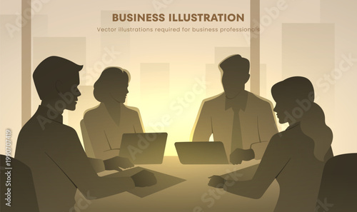 Professional Business People Silhouette Team Illustration