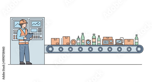 Man working on production line.