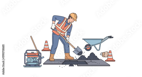 Man wearing safety vest working construction.