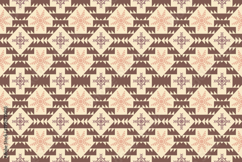 Traditional Hmong cross stitch pattern. Seamless ethnic geometric embroidery in earth tones for tribal textiles and decor.