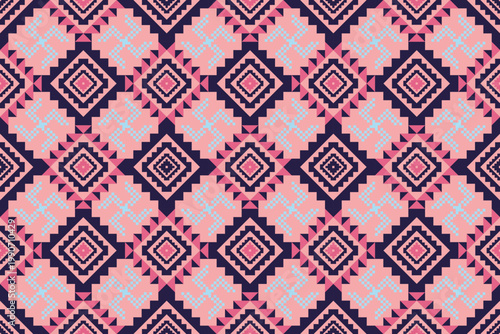 Earthy Hmong cross stitch pattern. Seamless vintage geometric star embroidery for tribal textiles and boho decor.