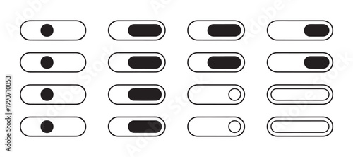 Foto Assorted digital slider components with different toggle positions for website settings and app functionality