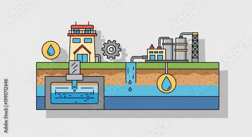 Cross-Section of Water Treatment Plant Infrastructure.