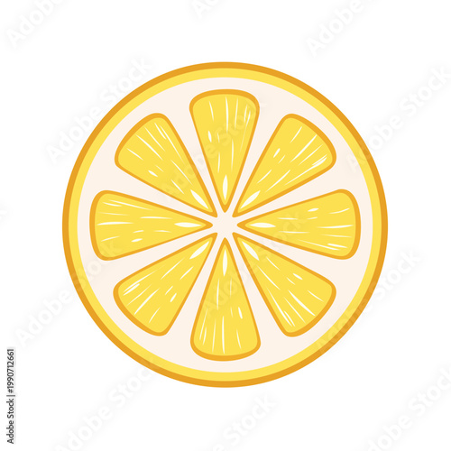 Fresh Yellow Lemon Slice Citrus Fruit Graphic Illustration