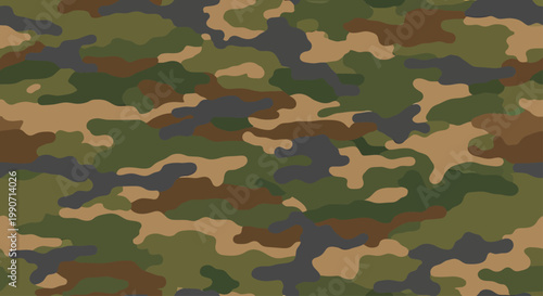 Abstract pattern of irregular shapes in greens, browns, and grays