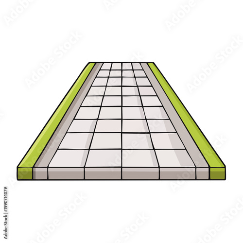 Gridded Paved Path with Green Edging Abstract Geometric Pattern
