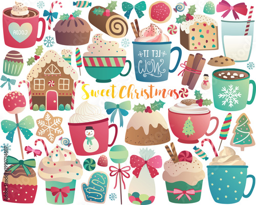 Cozy holiday mugs and treats festive illustration for merry christmas celebration