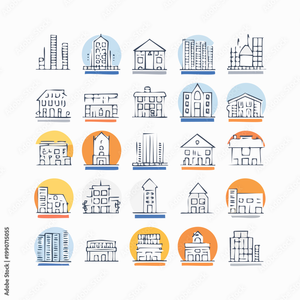 Obraz premium Collection of various house and building.