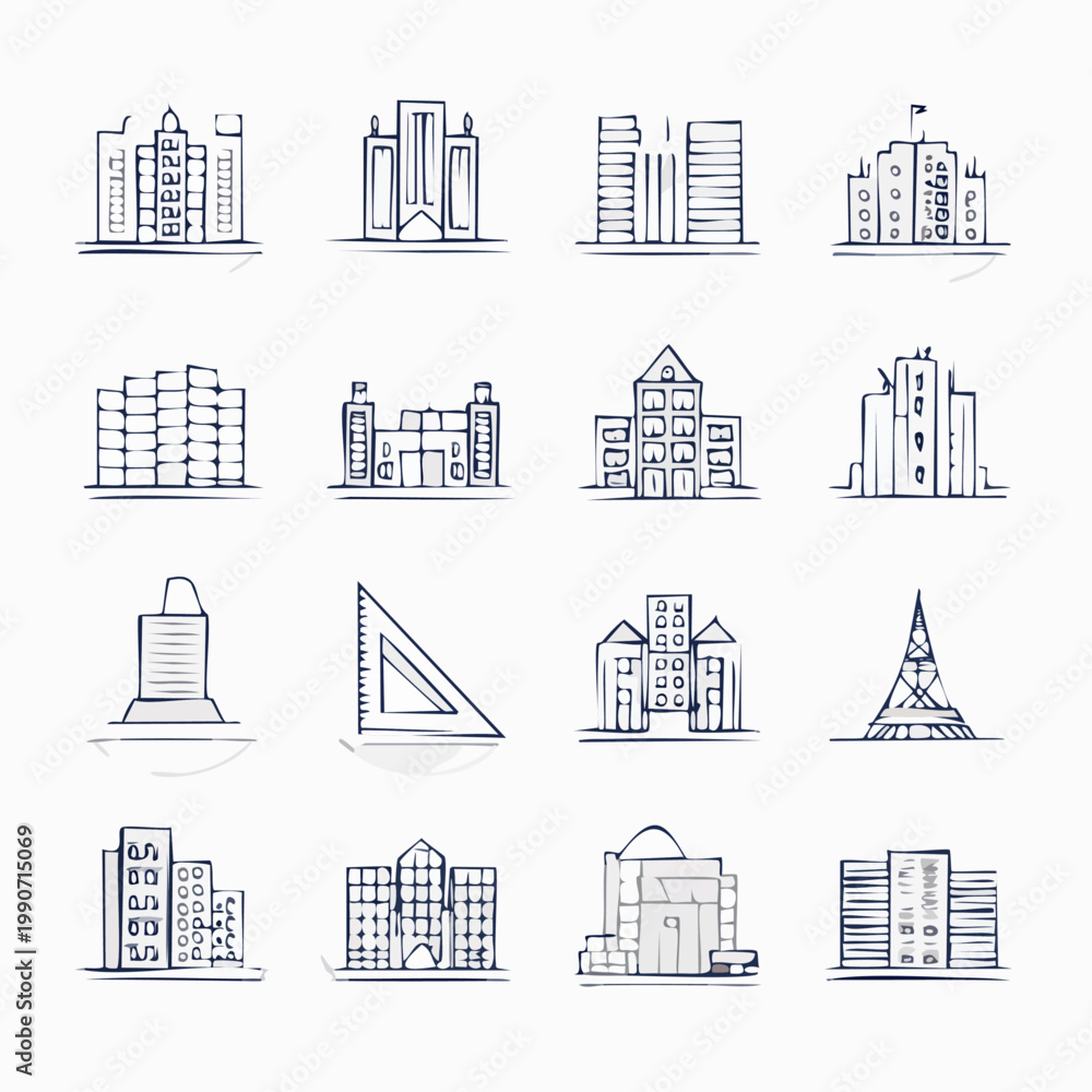 Fototapeta premium Various Skyscrapers and City Buildings.