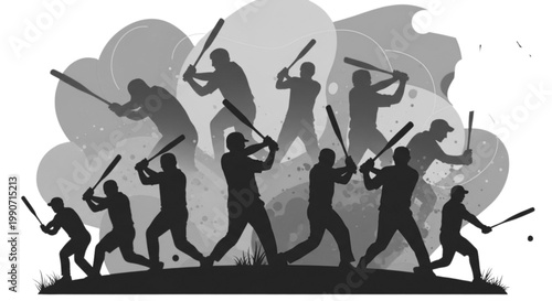 A group of people are running with weapons in a battle scene isolated on transparent background, Vector