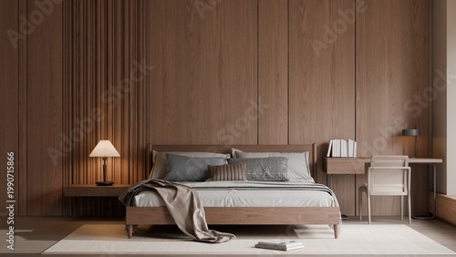 Fotografia Modern Minimalist Luxury Bedroom Interior - 3D Render