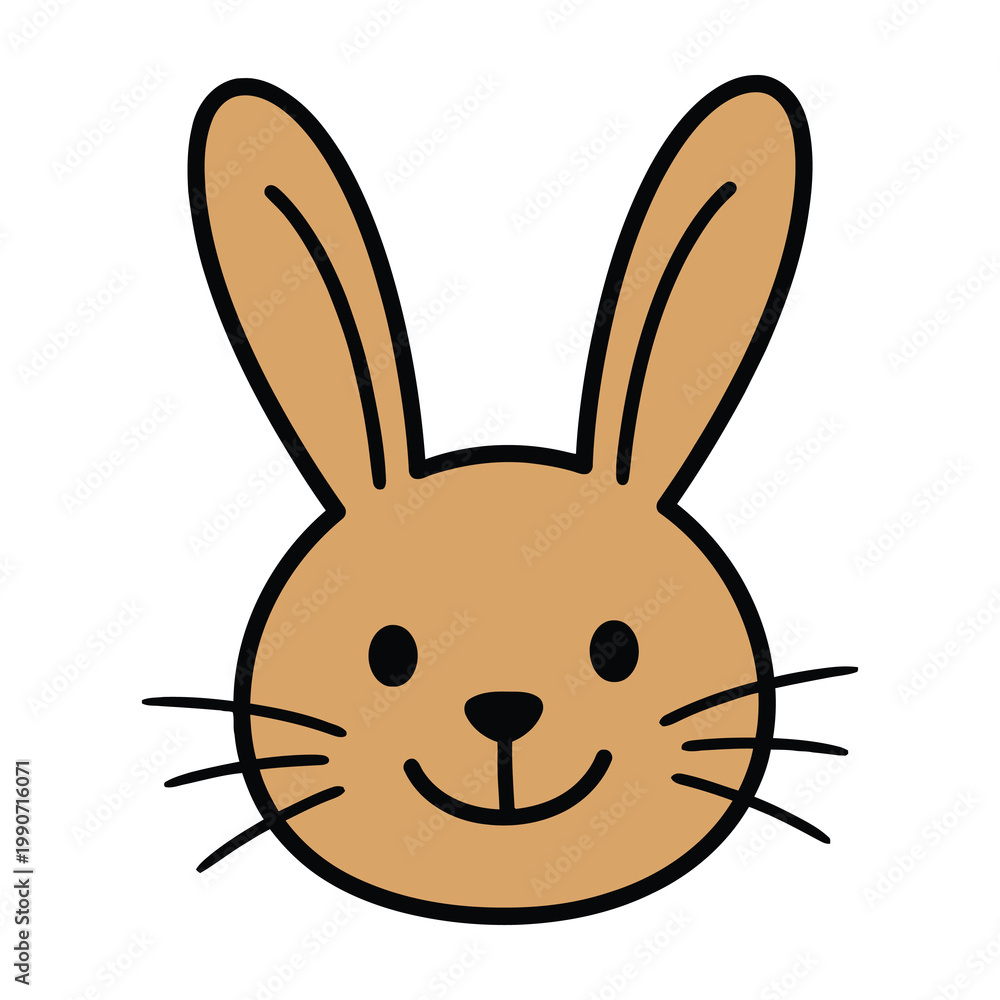 Obraz premium Smiling brown bunny face with long ears and whiskers