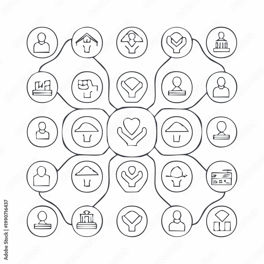 Fototapeta premium Network Connection Icons and People Symbols.