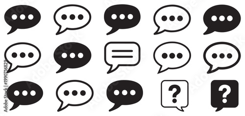 Grid of various communication and chat message icons vector illustration eps 10