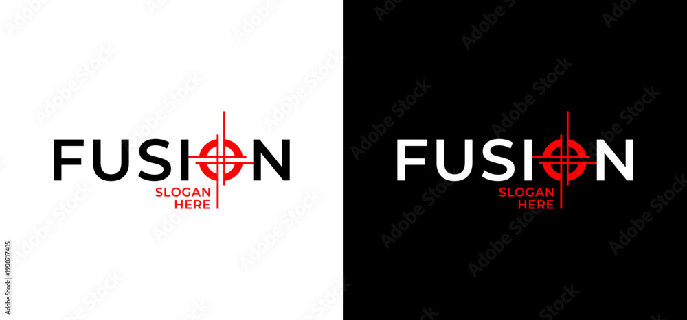 Fototapeta premium Two fusion logos with a target symbol, ideal for branding, technology, marketing, or business design projects needing a modern touch.