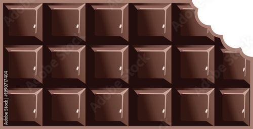 Chocolate Bar Vector Illustration – Sweet Dessert Treat with Bite Design