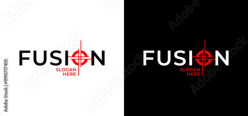 Two fusion logos with a target symbol, ideal for branding, technology, marketing, or business design projects needing a modern touch.