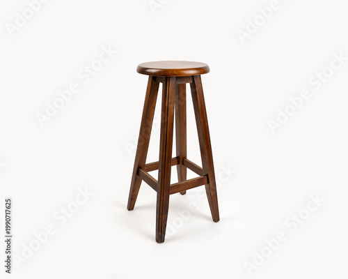 Wooden Bar Stool Isolated on White Background