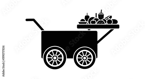 Traditional Street Food Vendor Cart with Fruits and Vegetables Display - Adobe Illustrator Vector