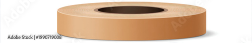 A roll of beige medical tape with a black core, isolated on white