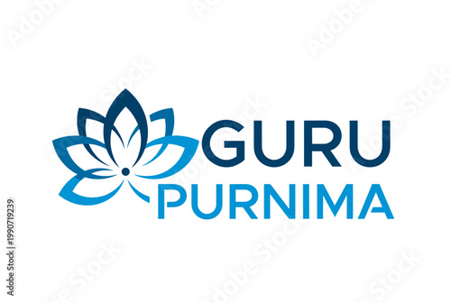 Guru Purnima celebration with lotus icon and blue text