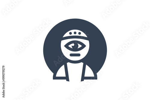 Flat guru avatar icon with third eye symbol