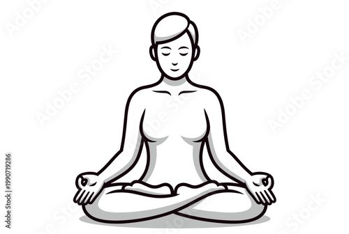 Person meditating in lotus pose with peaceful expression