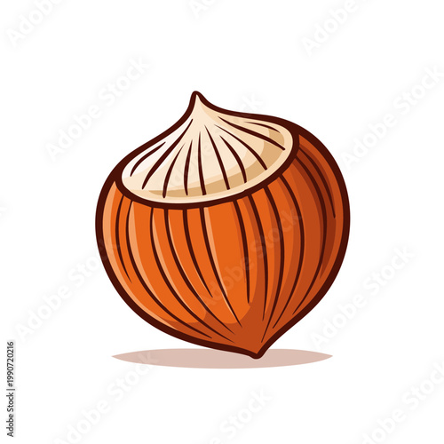 Cartoon Hazelnut Illustration Simple Warm Color Nut Food Ingredient Graphic
