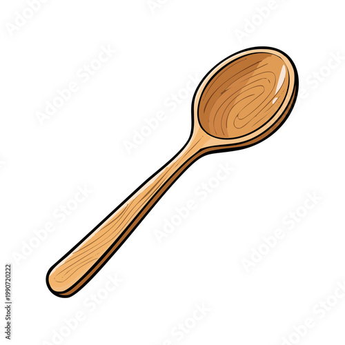 Rustic Wooden Spoon with Grain Detail Kitchen Utensil for Cooking and Serving