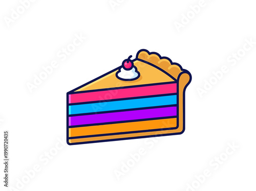 Colorful and cheerful dessert wedge, a stylized illustration of a sweet treat, perfect for retro diner themes or bakery visuals