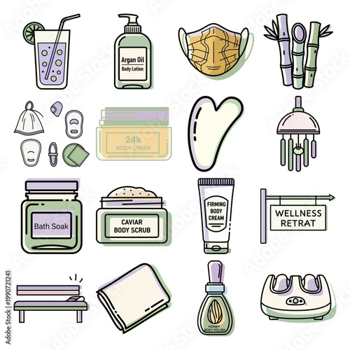 Bodycare Line Art Illustration or Wellness Products Graphic