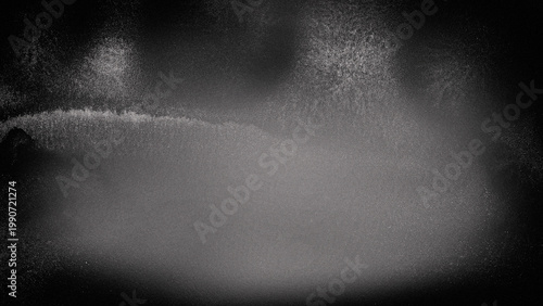 Monochrome grainy damaged dirty film background texture banner.