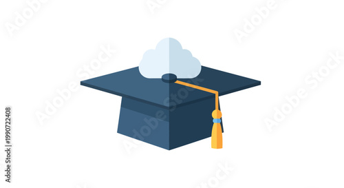Graduation cap with cloud computing symbol
