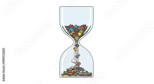 Colorful hourglass with flowing candy and sand