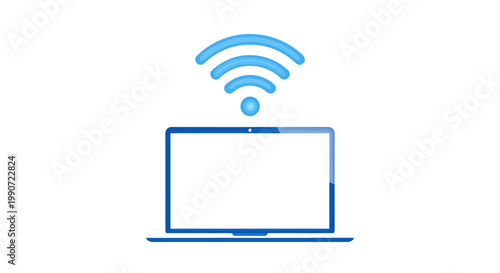 Laptop with WiFi signal icon on screen