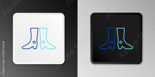 Line Ukrainian national footwear icon isolated on grey background. Traditional ethnic boots. Colorful outline concept. Vector