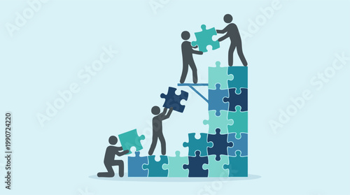 Teamwork and collaboration building a puzzle structure, business success concept