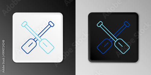 Line Paddle icon isolated on grey background. Paddle boat oars. Colorful outline concept. Vector
