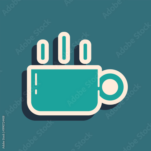 Green Coffee cup icon isolated on green background. Tea cup. Hot drink coffee. Long shadow style. Vector