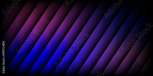 Vibrant diagonal stripes transition from pink to blue on a black background with a white space.