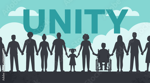 Diverse community holding hands, symbolizing unity and inclusion