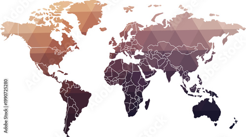 Geometric World Map Vector, Polygonal Continents, Global Network, Earth Illustration vector illustration