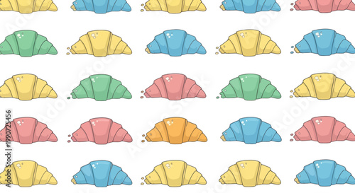 Colorful Croissant Pattern - Cute Pastry Background