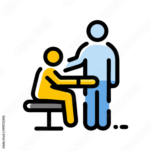 Coach and student or mentor and mentee icon illustration in filled outline style.