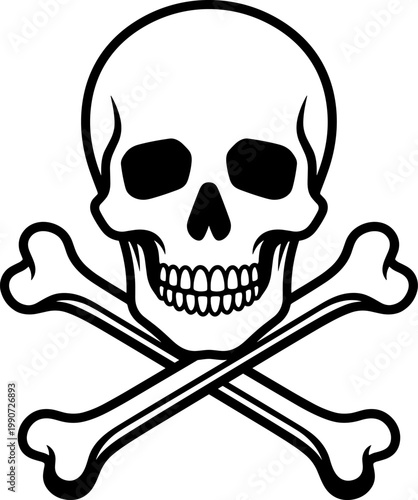 Skull and Crossbones Minimalist Pirate Jolly Roger Vector Illustration Silhouette for Cricut Laser Cut EPS